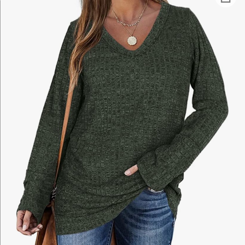 Ribbed V-Neck Lightweight Top